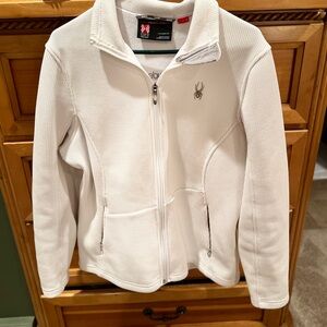 Spyder Core Sweater Jacket in White Fleece Lined Sz XL
